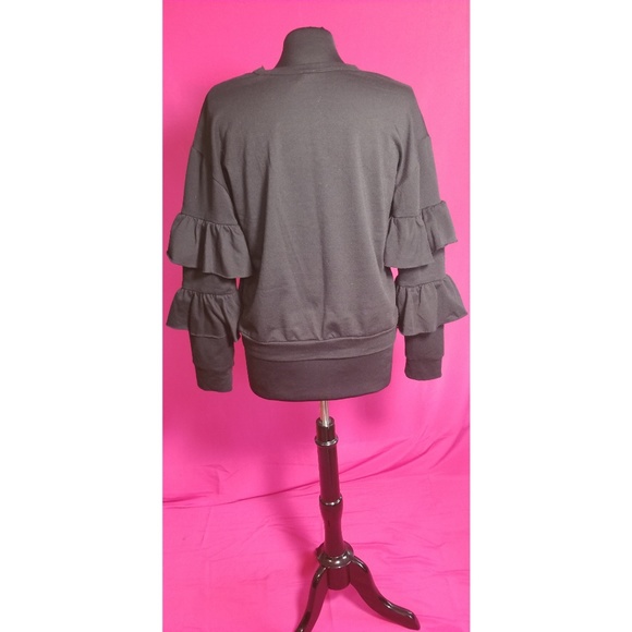 Black long sleeved sweater blouse with flare - Picture 3 of 6